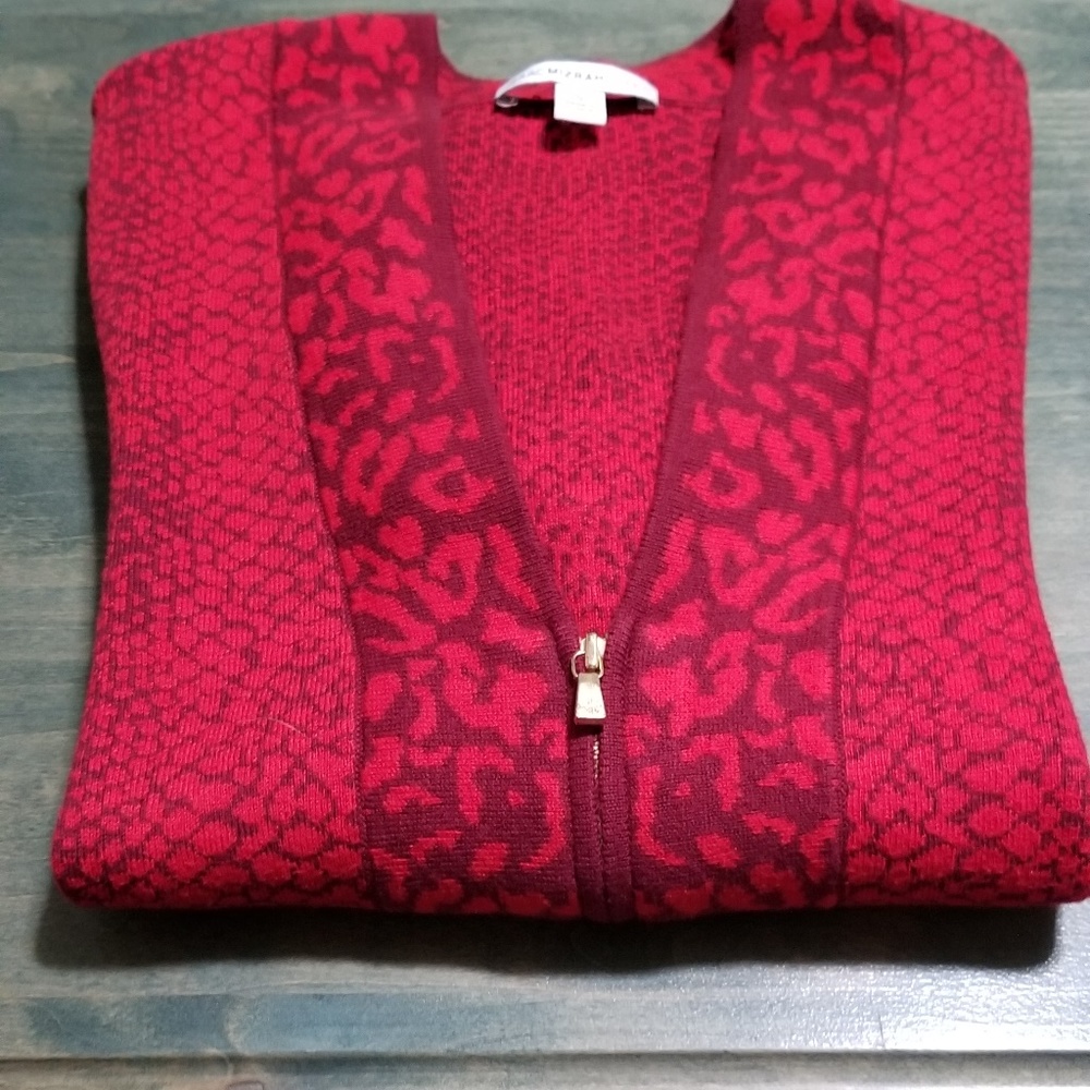 Full Zip Red Cardigan - EUC